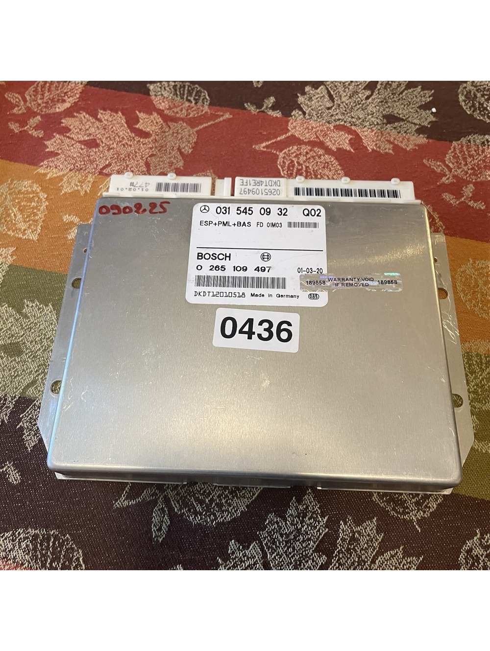✅ 0315450932 Mercedes W220 S500 CL500 ABS ESP BAS Control Module #️⃣0436